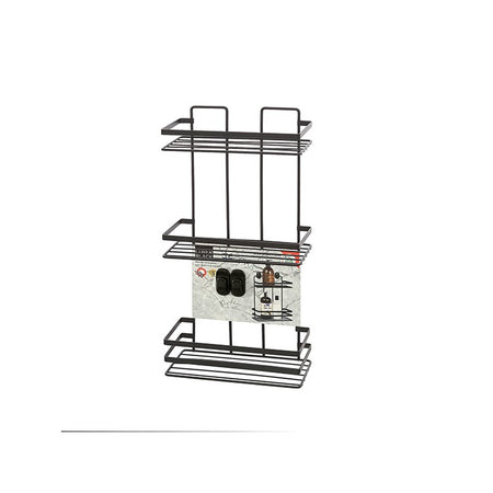 Mensola Doccia Rettangolare 3 Ripiani In Acciaio Nero Opaco Linea Cover Black Feridras