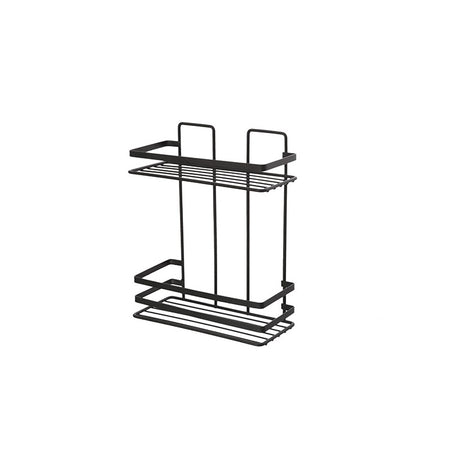 Mensola Doccia Rettangolare 2 Ripiani In Acciaio Nero Opaco Linea Cover Black Feridras