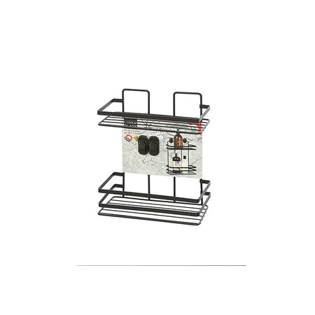 Mensola Doccia Rettangolare 2 Ripiani In Acciaio Nero Opaco Linea Cover Black Feridras