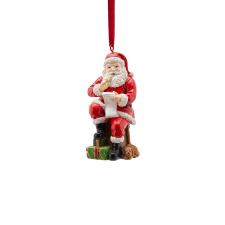 Babbo Natale seduto statuetta decorativa con vestiti rossi e bianchi da 11 cm