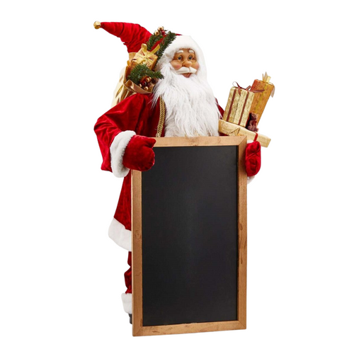 Statuetta di Babbo Natale con lavagna e regali, colore rosso, decorazione per esterno