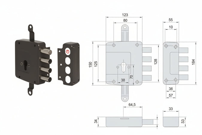 Serratura Triplice Applicare Solo Catenaccio Cilindro Europeo 56162- - Mm.64 Sx (156162602) - 1 Pezzi Cisa