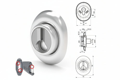 Defender Magnetico Ad Altezza Fissa Cromato Satinato- - Mm.72X90 - Altezza Fissa Mm.5 (Df331P) - 1 Pezzi Mottura