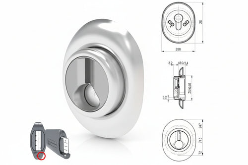 Defender Magnetico Ad Altezza Fissa Cromato Satinato- - Mm.72X90 - Altezza Fissa Mm.10 (Df332P) - 1 Pezzi Mottura