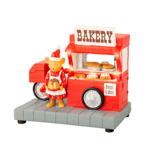 Scena animata Pasticceria per villaggio di Natale con personaggi h 11.5 cm