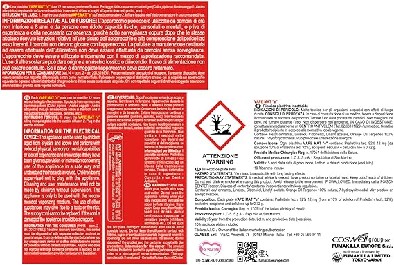 Antizanzare Elettrico Ad Emanazione 'Piastrine' Con 10 Piastrine Da 12 Ore Ciascuna - Vape