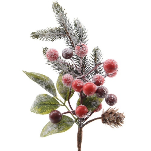 Ramo decorativo color verde innevato per decorazioni e composizioni di fiori h 24cm