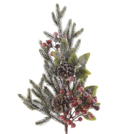 Ramo decorativo Pigne Innevate per composizioni floreali da 50 cm