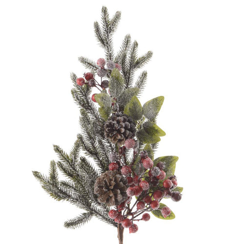 Ramo decorativo Pigne Innevate per composizioni floreali da 50 cm