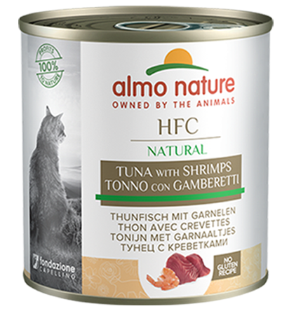 Almo Nature Scatoletta HFC Natural gusto Tonno e Gamberetti per Gatti Adulti