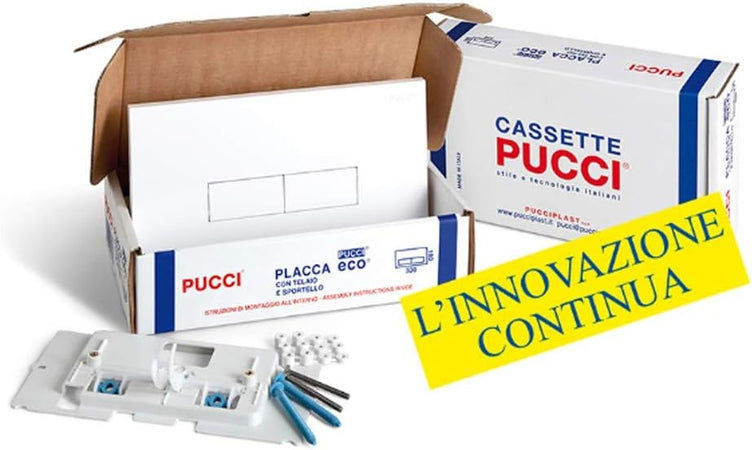 Kit Eco Doppio Tasto Telaio + Placca Cm.33 Sp.1,2 Bianca Pucci 80179560