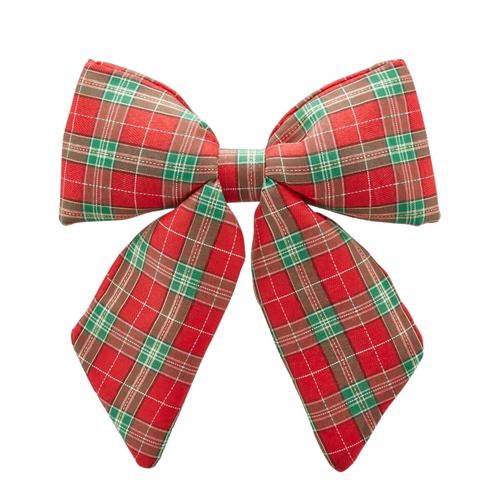 Fiocco natalizio in Lino, con motivo Tartan da 28 x 36 cm