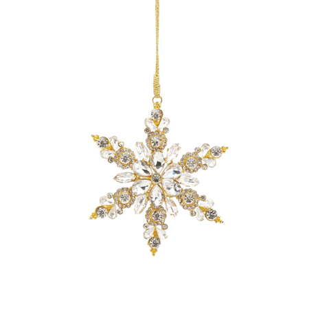 Pendaglio per albero di Natale "Fiocco di neve" decorato con gemme Ø 13 cm