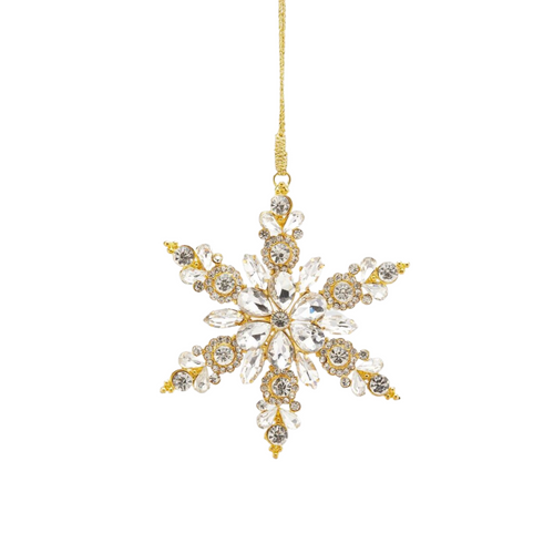 Pendaglio per albero di Natale Fiocco di neve decorato con gemme Ø 13 cm