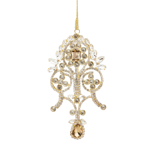 Pendaglio per albero di Natale Damasco decorato con gemme da 13 cm