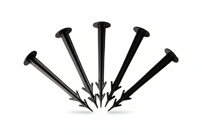 Chiodo Ferma Telo In Nylon E Fibra Di Vetro Nero- - Mm.200 - Testa Mm.35 - Conf. Pz.20 - 1 Busta T-Rex