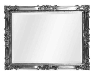 MOBILI2G - Specchiera foglia argento rettangolare- Misure: l.52 x h.62 x p.5