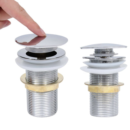 Scarico a Pressione Senza Troppopieno Cromo 6,4x6,4x9,1cm in Zinco e Ottone