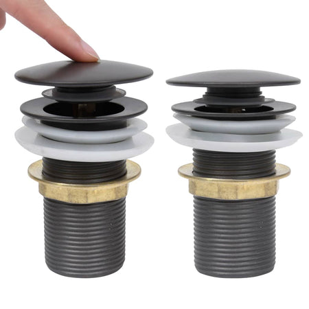 Scarico a Pressione Senza Troppopieno Grigio 6,4x6,4x9,1 cm in Zinco e Ottone