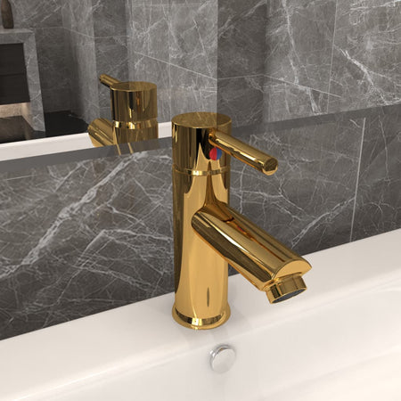 Rubinetto per Lavabo da Bagno Colore Oro 130x176 mm Zinco e Ottone