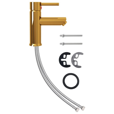 Rubinetto per Lavabo da Bagno Colore Oro 130x176 mm Zinco e Ottone