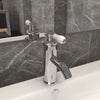 Rubinetto per Lavabo del Bagno Finitura Cromo 130x180 mm Pomello Bianco