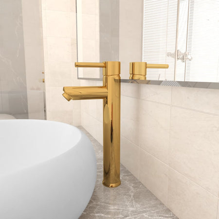 Rubinetto Miscelatore per Lavandino da Bagno Colore Oro 12x30 cm