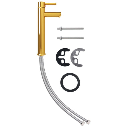 Rubinetto Miscelatore per Lavandino da Bagno Colore Oro 12x30 cm