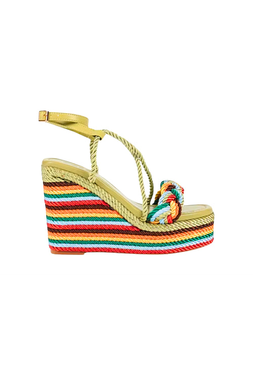 TOSCA BLU Scarpe Donna Tosca Blu Sandalo in corda multicolore, allacciatura alla caviglia, tacco a zeppa da donna