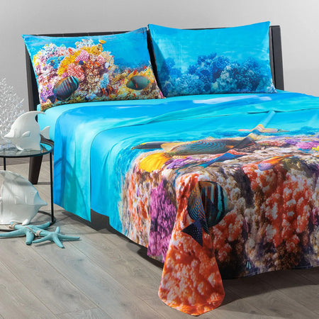 Lenzuola fantasia Oceano - Caleffi in cotone  - Comfort e Stile