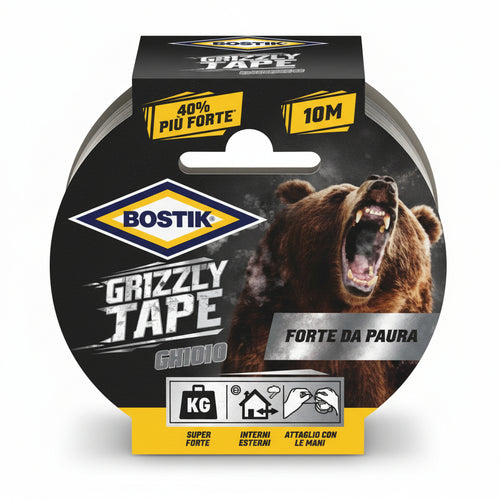 Nastro Adesivo Telato Grizzly Tape Grigio- - Mt.25X50Mm. - 6 Pezzi Bostik