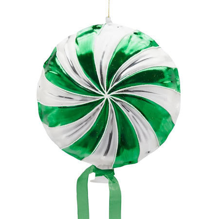 Decorazione Candy girella in vetro di D.17 cm per il natale