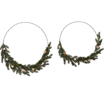 Ghirlanda tonda natalizia, anello decorativo con LED luminosi per interno da 65 cm, set da 2 pezzi