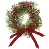 Ghirlanda tonda natalizia con bacche e fiocco color Rosso, dietro porta da 50 cm