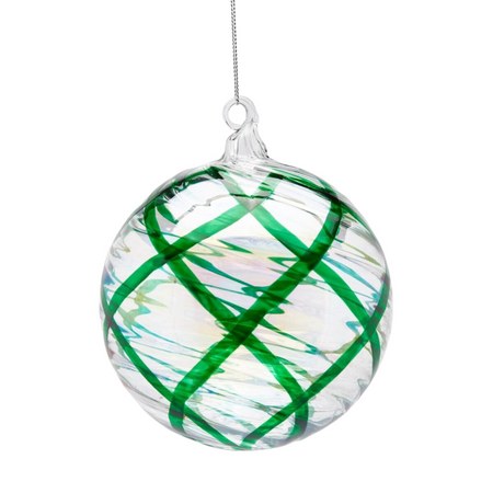 Pallina per albero di Natale in vetro, con decorazione ad intreccio, verde trasparente Ø 12 cm
