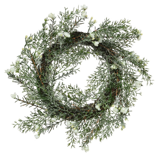 Ghirlanda tonda natalizia congelata color Verde, dietro porta da 40 cm