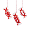 Pendagli per albero di Natale in vetro, caramelle rosse, confezione 3 pezzi, 11.5 cm