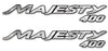 2 ADESIVI resinati 3D cromo SCRITTA compatibile per SCOOTER YAMAHA MAJESTY 400