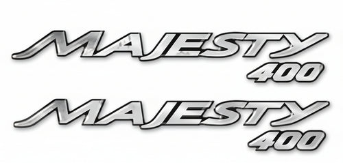 2 ADESIVI resinati 3D cromo SCRITTA compatibile per SCOOTER YAMAHA MAJESTY 400
