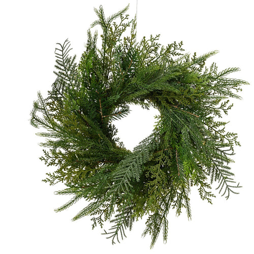 Ghirlanda tonda natalizia verde decorazione natalizia dietro porta