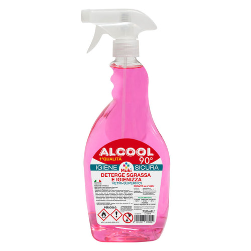 Alcool Etilico Denaturato '1 Qualita' 90 Â°' Lt. 0,75 - 90 % Vol. - Spray- 12 Pezzi - Italchimici Lazio