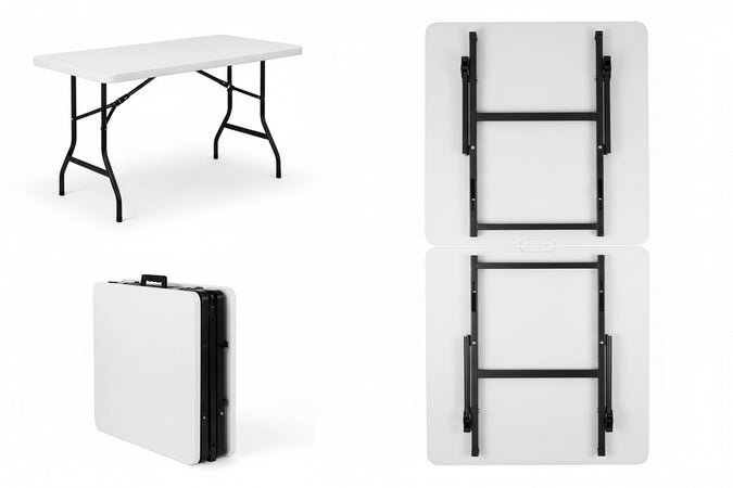 Tavolo Birreria Pieghevole In Hdpe- - Aperto Cm.242X75X74H. - Chiuso Cm.122X75.5X8.6H. - 1 Pezzi Vette