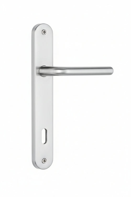 Maniglia Torino Con Placca In Zama Finitura Ottone Cromo Satinato- - Mm.70 Foro Normale - 1 Paio