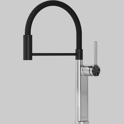 Monocomando Lavello Cucina Oklahoma Con Doccetta Cromo Nero