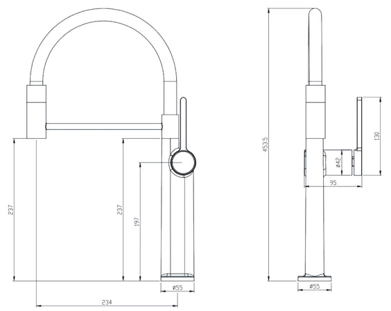 Monocomando Lavello Cucina Oklahoma Con Doccetta Cromo Nero