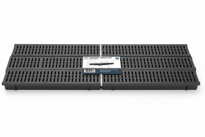 Kit 3 Pz. Canalette Nor Cm. 13X100X5 H + 3 Griglie Polipropilene Cm. 13X100 + 2 Tappi