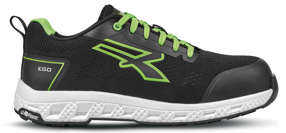 U-Power Scarpe Antinfortunistica Basse S1Ps Hi Hro Fo Sr Red Ego Aton Esd Col. Nero/Verde Mis. 40