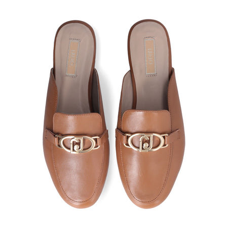 LIU JO Liu Jo Slippers Marrone Emel in Pelle Nappa con Morsetto e Logo Metallico da donna