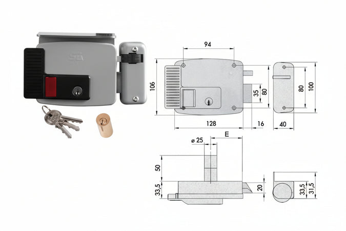 Elettroserratura Per Cancelli Con Tetto E Puls. Int. Vernic. 11731 N7- - Mm.70 Dx (11731701N7) - 1 Pezzi Cisa
