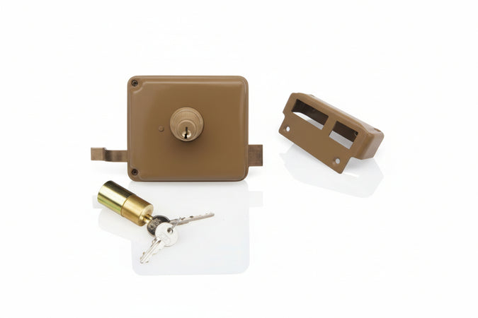 Serratura Portoncino Catenaccio+Scrocco Doppio Cilindro Fisso 2 Mand.- - Mm.60 Dx (P2060100) - 1 Pezzi Facchinetti
